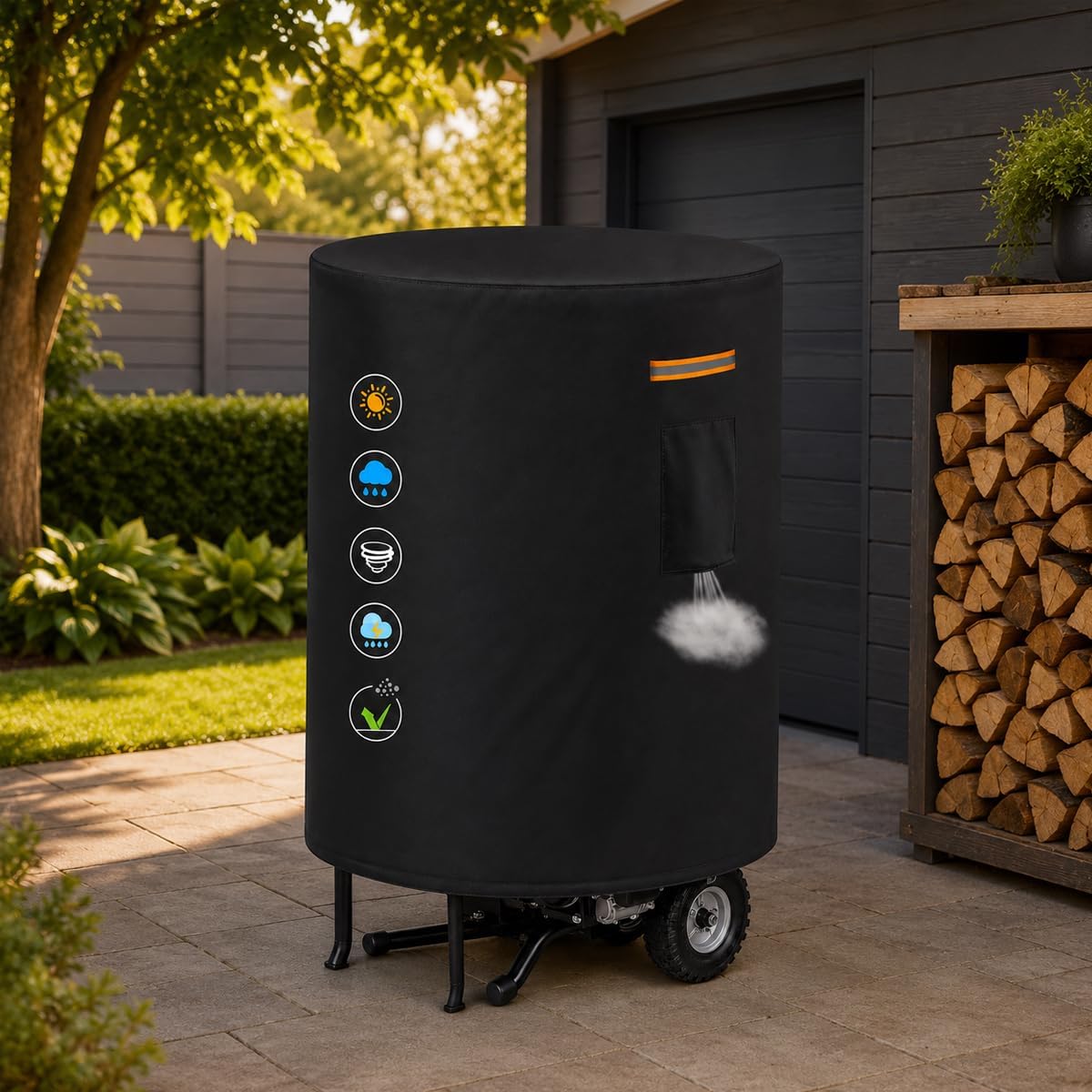 Wood Chipper Shredder Cover For Cub Cadet CSV050 Chipper Shredder Vacuum 2012–2017, 420D Oxford All Season Waterproof Windproof Dust Protector