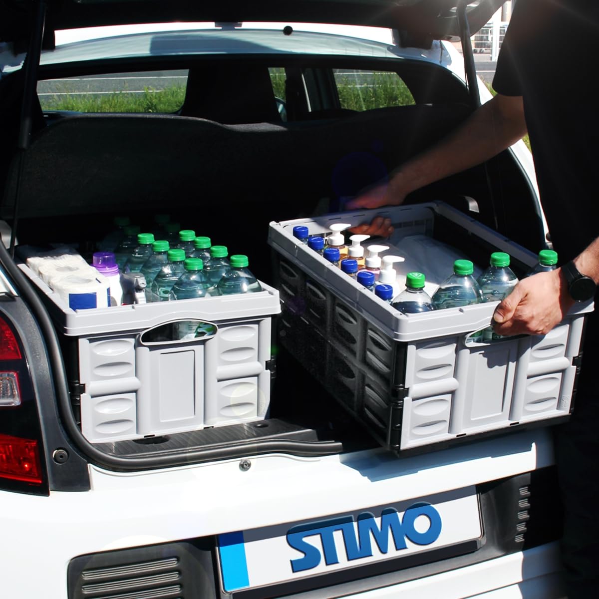 Stimo 4x Klappbox 45 L faltbare Transportbox 54 x 40 x 26 cm klappbar und stapelbar Einkaufskiste