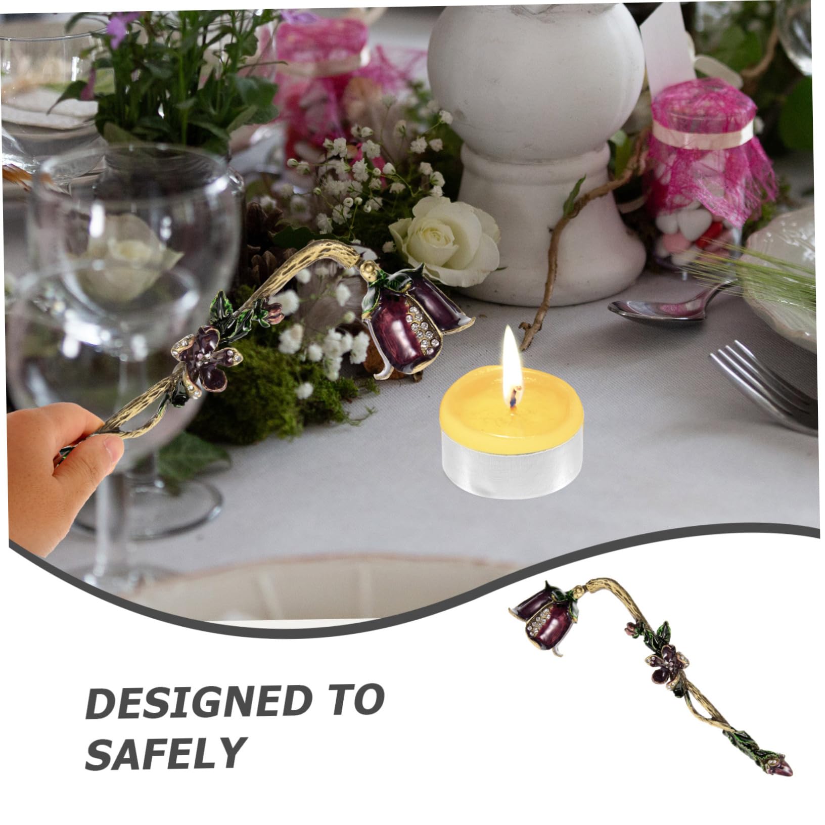Gatuida 4pièces Cendrier De Bougie Éteignoir Vintage Outil De Sécurité pour Éteindre Bougies Parfumées Accessoire pour Amateurs De Bougies Design Élégant avec Violettes