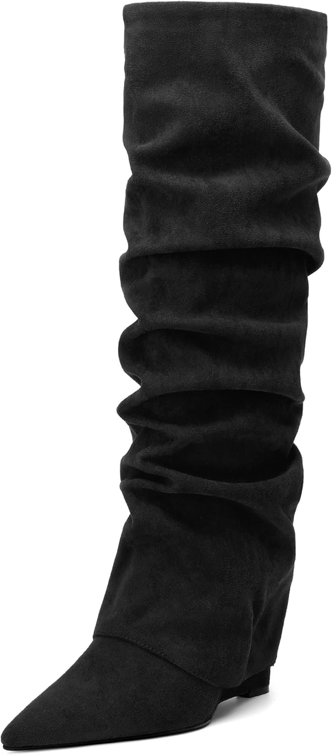 WAYDERNS Women Knee High Boots - Comfortable Slouchy Design