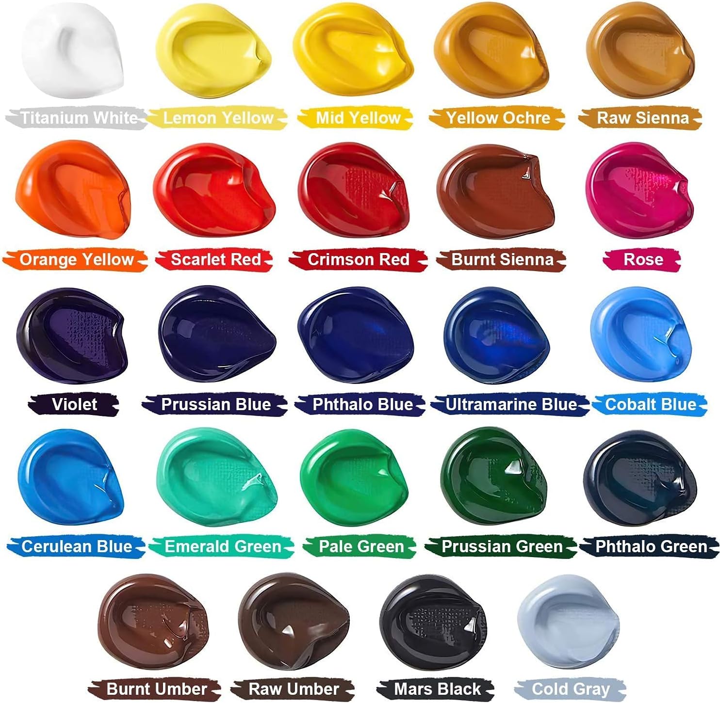 Magicdo Acrylic Paint Kit Non-Toxic Paint Supplies for Canvas Wood Ceramic Rock Painting, Art Paint for Kids Beginners Students Adults Artist Painters(24 colors×0.4oz)