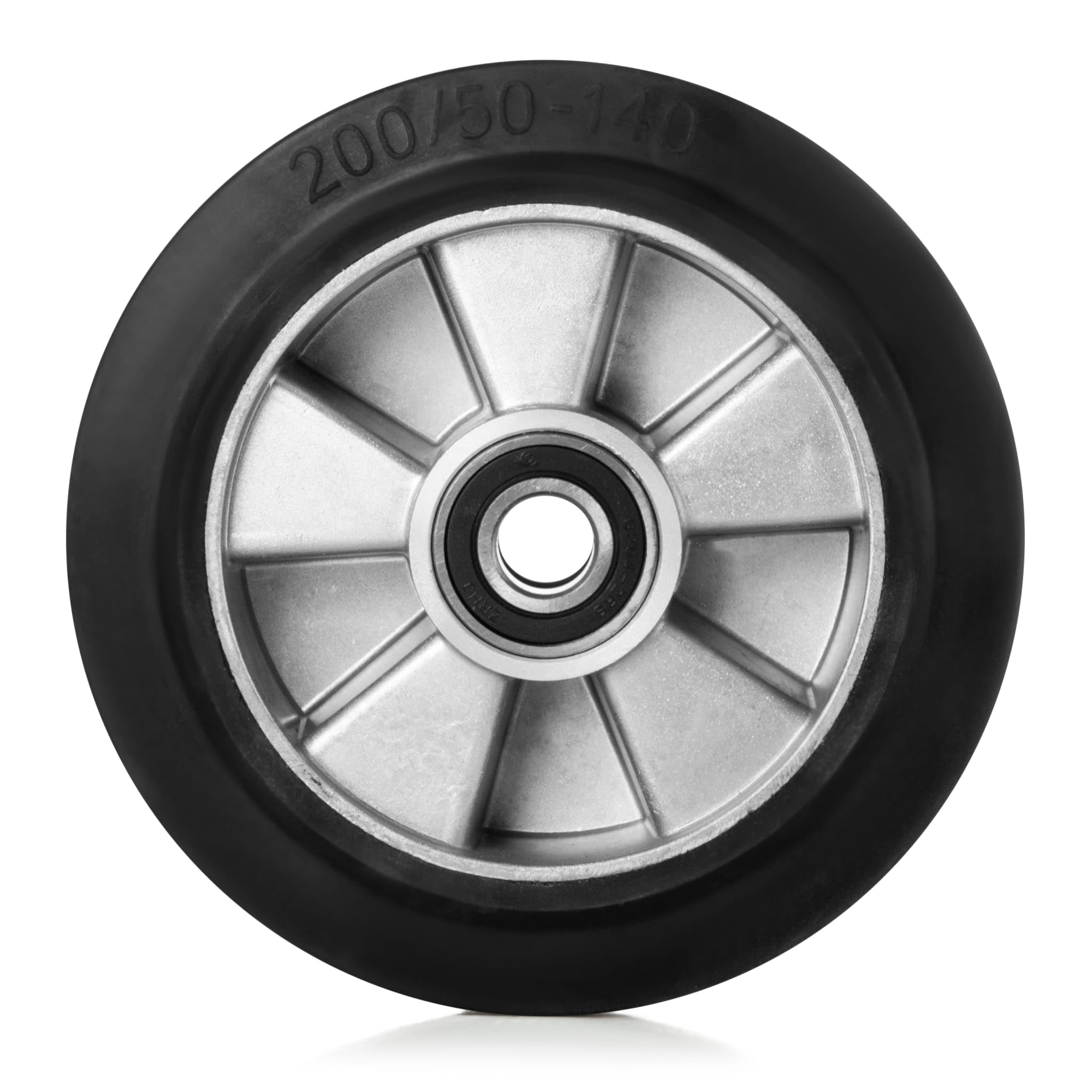Pallit Forklift Rubber Roller 200 x 50 mm Axle 20 mm with Ball Bearing Spare Wheels Axle 20 mm Diameter 200 mm Width 50 mm