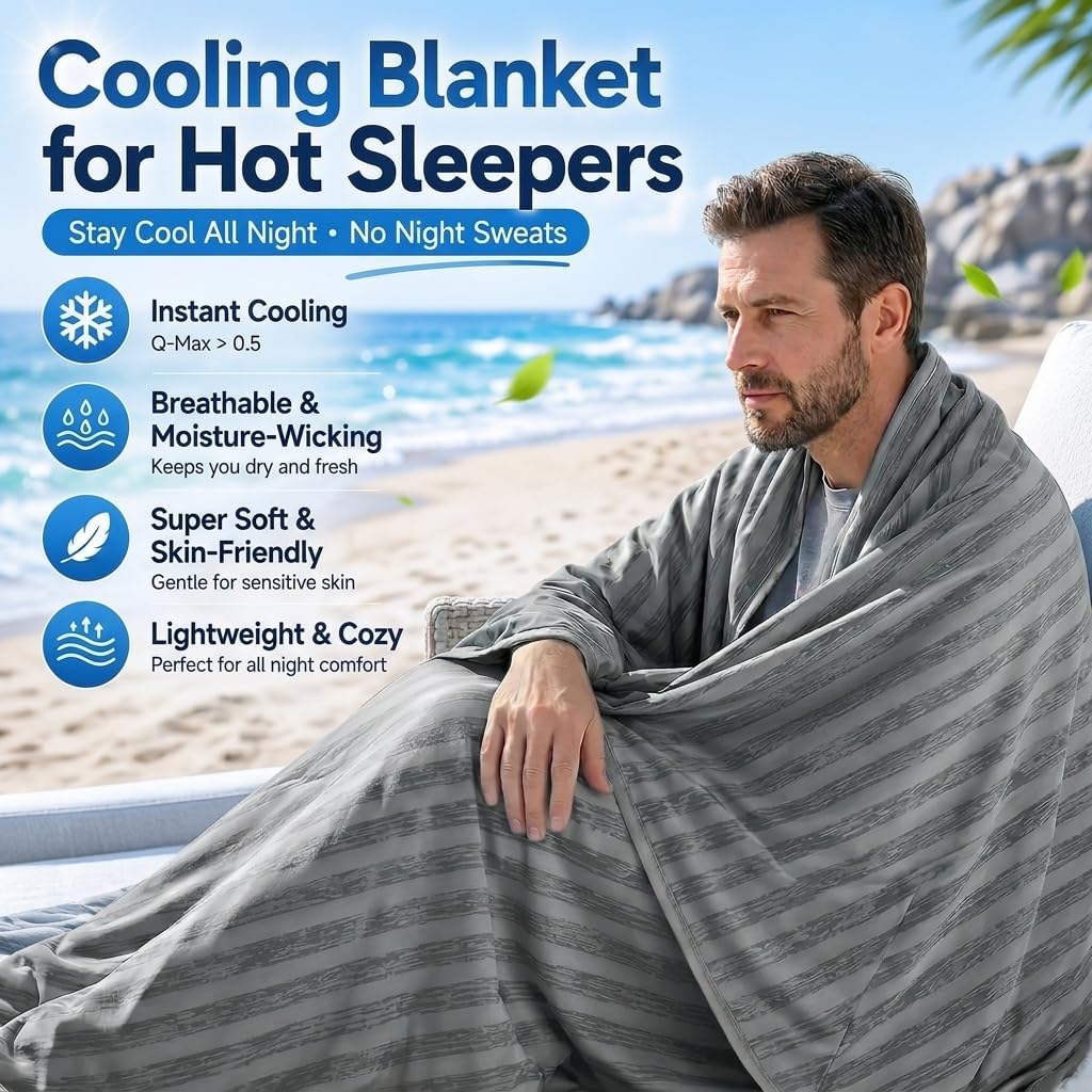 Guohaoi Cooling Blanket (90″x90″Queen Size) for Hot Sleepers and Night Sweats,100% Oeko-Tex Certified,Arc-Chill Q-Max >0.5 Cool Fiber,Ultra Cold Breathable,Comfortable,All-Season.