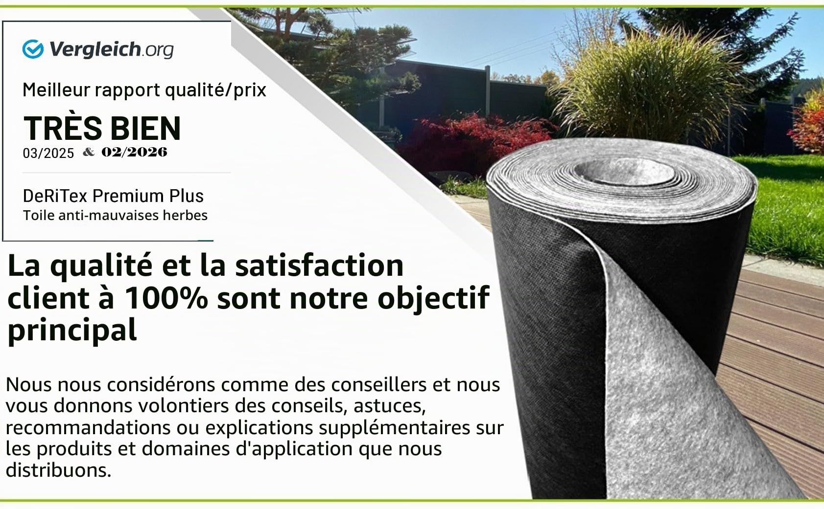 Toison de protection contre les mauvaises herbes de 180 g/m² de qualité supérieure-