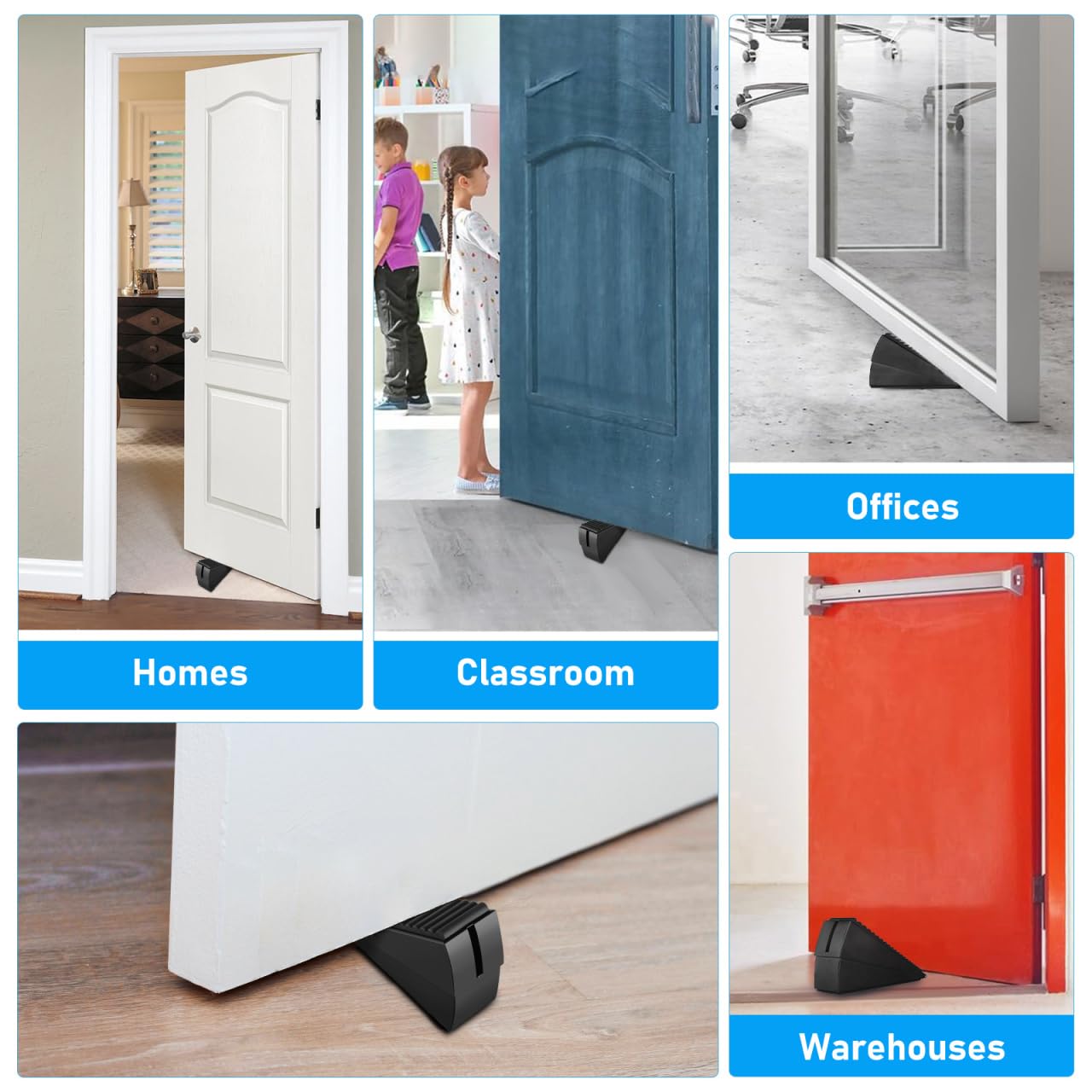 iplusmile Heavy Duty Door Wedge, 8cm Extra Tall Large Rubber Door Stop with Metal Handle - Image 4