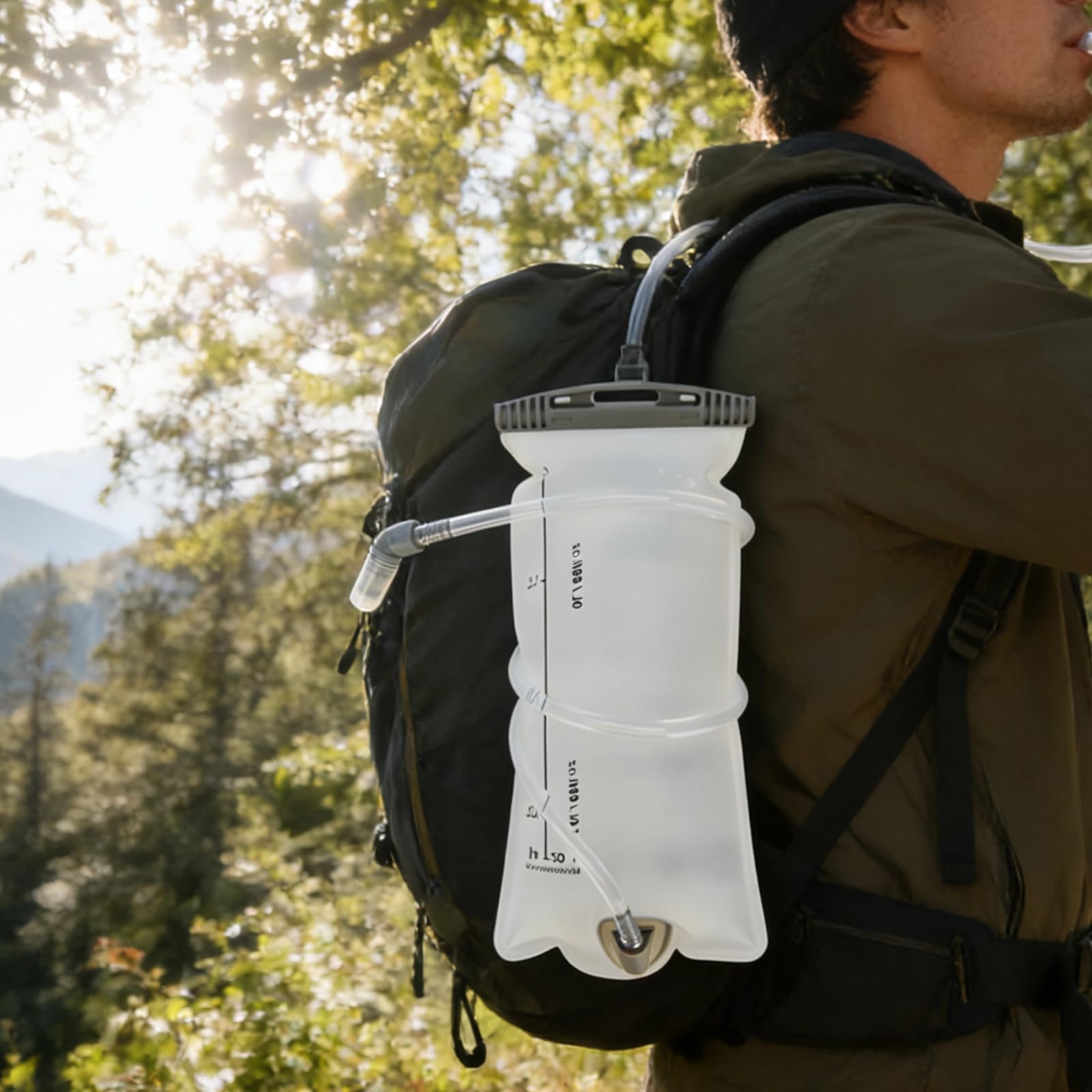 Réservoir d’hydratation 67,6 oz / 2,0 L, Poche à Eau sans BPA, Sac de Stockage Pliable 17,5 x 36 cm, Large Ouverture, Verrouillage Rapide à Bouton Unique, étanche pour Course, randonnée, vélo