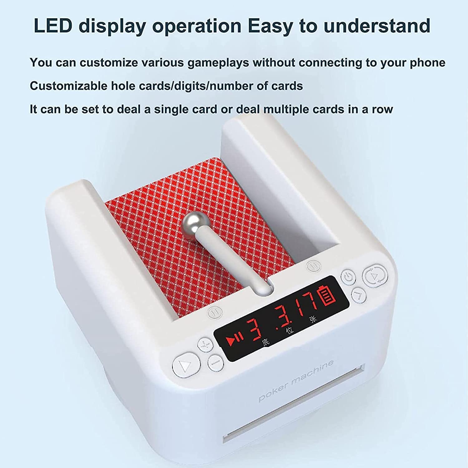 Macchina per mescolare carte, rivenditore elettrico portatile intelligente, rotabile a 360°, per 2-8 mazzi di carte, supporta più giocatori