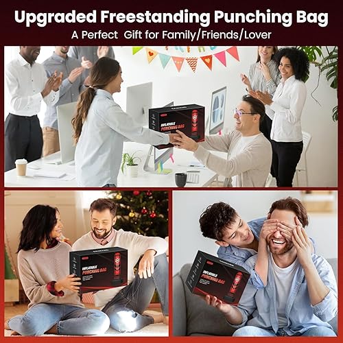 Miniatura 8 de Saco de boxeo independiente para adultos y adolescentes, bolsa de boxeo pesada de 70 pulgadas con guantes y bomba, bolsas de kickboxing para mujeres