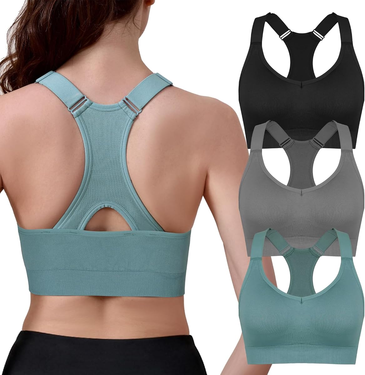 Sports Bras for Women Adjustable Medium Impact Racerback
