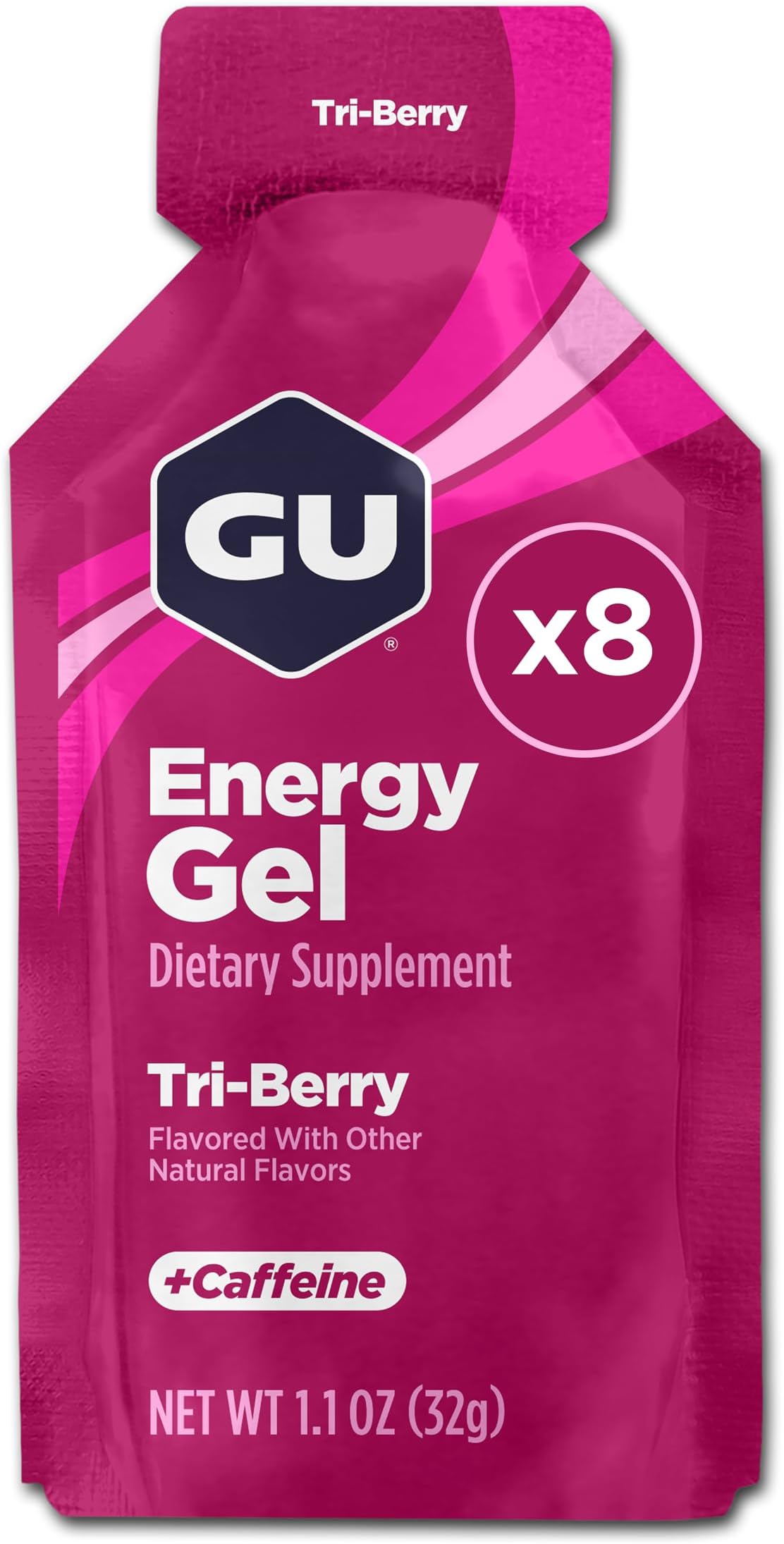 GU Original Sports Nutrition Energy Gel, Tri Berry, 8-Count by GU Energy Labs