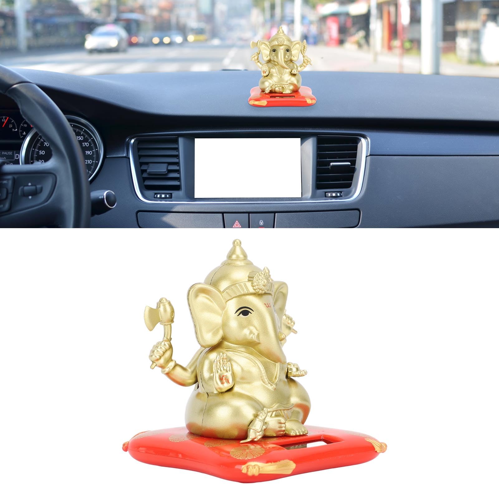Jouet Solaire à Tête à Pompon Pour Voiture , Exquis éléphant Respectueux De L'environnement Se Balançant Dansant En Or , IdealAvec Capteur De Lumière Pour La Maison/le Bureau/la Voiture/les Orne