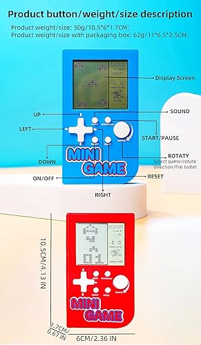 Miniatura 9 de JXD Mini consola de juegos de bloques de rompecabezas incorporada, 26 juegos retro de ladrillo, viajes, interiorexterior, ocio, consola de juegos