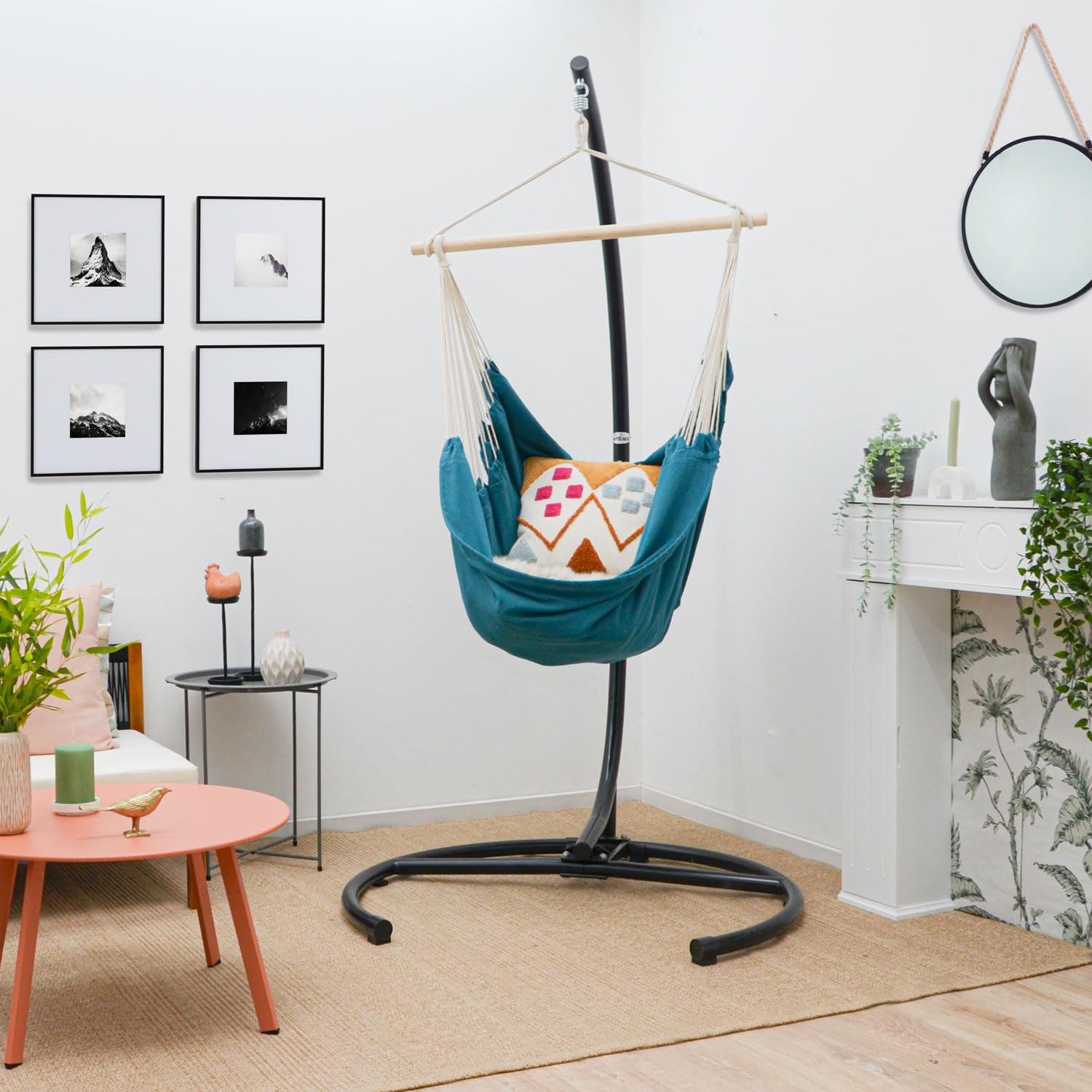 Poltrona Sospesa Da Giardino Con 2 Cuscini E Borsa - Altalena Per Esterno E Interno, Portata 150 Kg - Foto 7