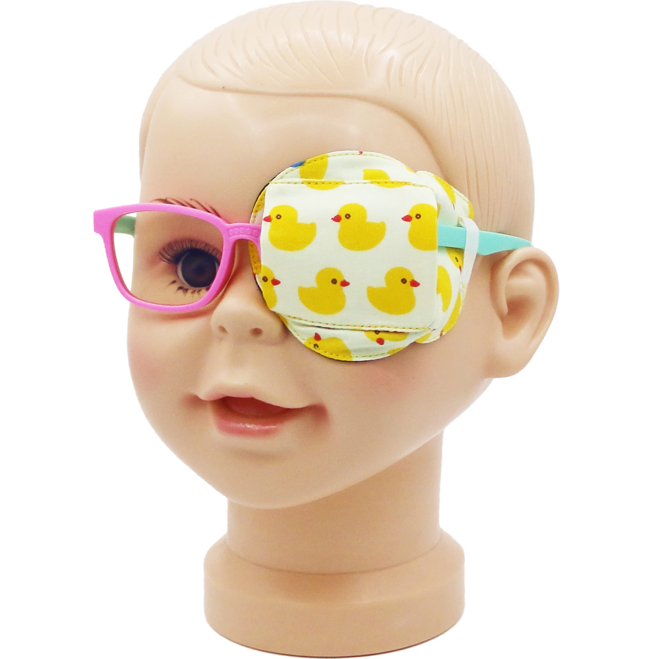Astropic 3D Cotton & Silk Eye Patch for Kids | Girls Eye Patch for Glasses | Medical Eyepatch for Children with Lazy Eye (Yellow Duck, Left Eye)