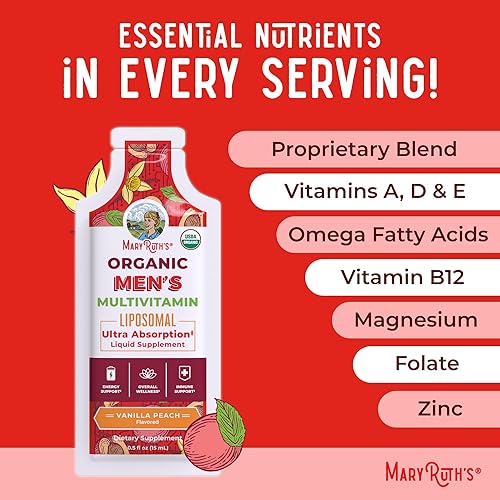 Miniatura 8 de MaryRuth Organics Multivitamínico para hombres | USDA Organic | Multivitamínico liposomal sin azúcar para hombre | Vitaminas líquidas para hombres |