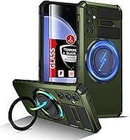 Vista 15 de Funda magnética para iPhone 12 Pro Max compatible con carga inalámbrica MagSafe, con anillo de soporte, con 2 protectores de pantalla, a prueba