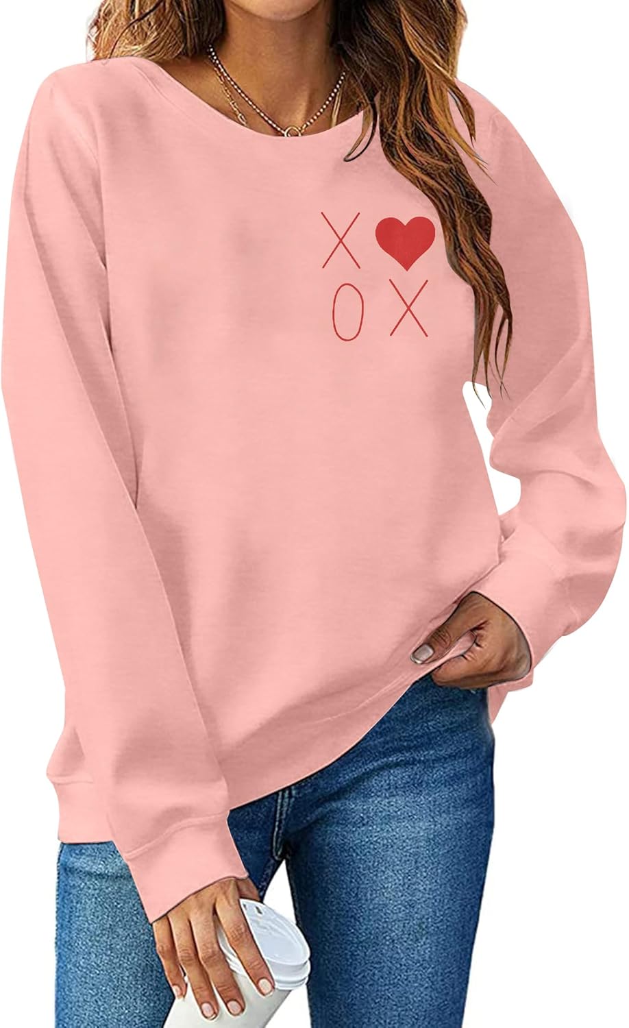 SFHFY Valentines Sweatshirt Women Cute Love Heart Sweater Valentine Pullover Shirt Casual Heart Long Sleeve Tops