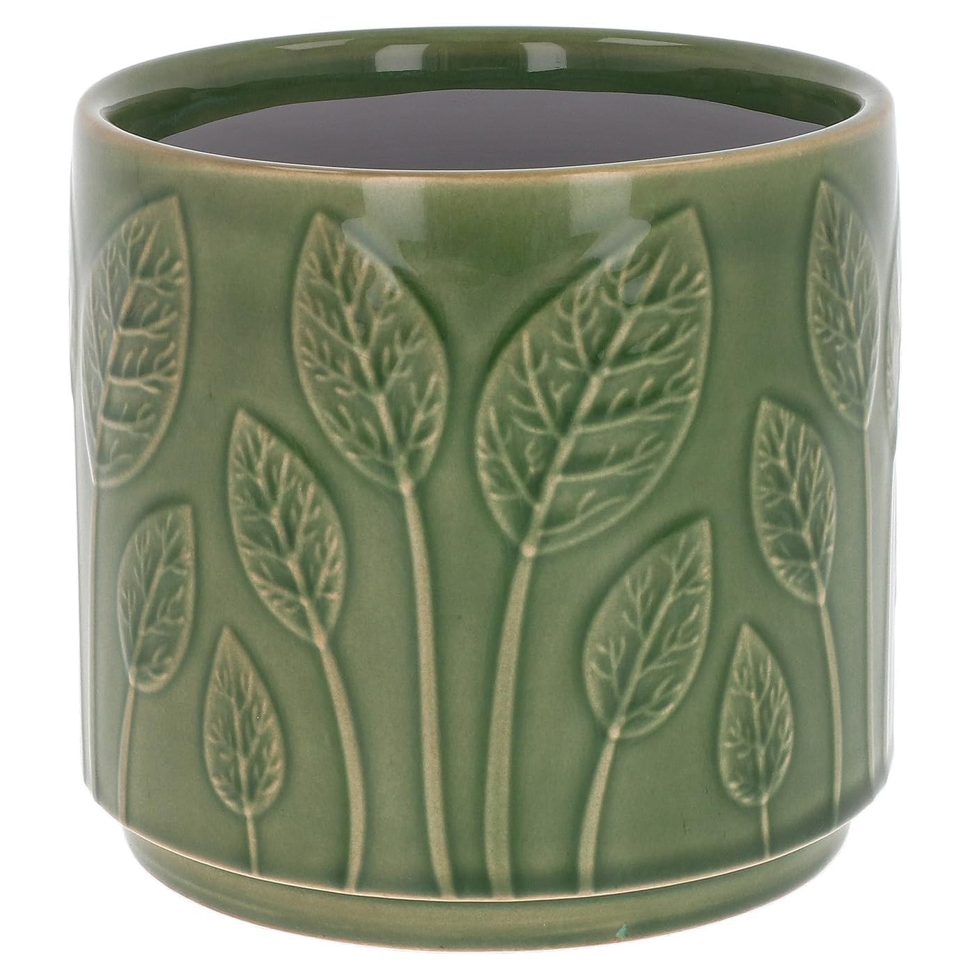 Shudehill Giftware Leaves Deco Glaze Planter Tropical, Daisy, Artichoke And More Designs And Colours To Choose From! (Leaves)