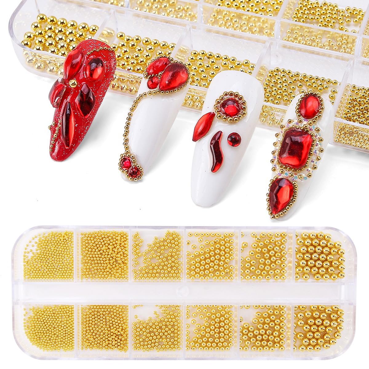 0.8mm Mini Small Nail Beads Stainless Steel Beads Nail Chain Charms Nails Art Decorations Gun Grey Nail Studs Gold Caviar Nail Charms DIY Tool Nail