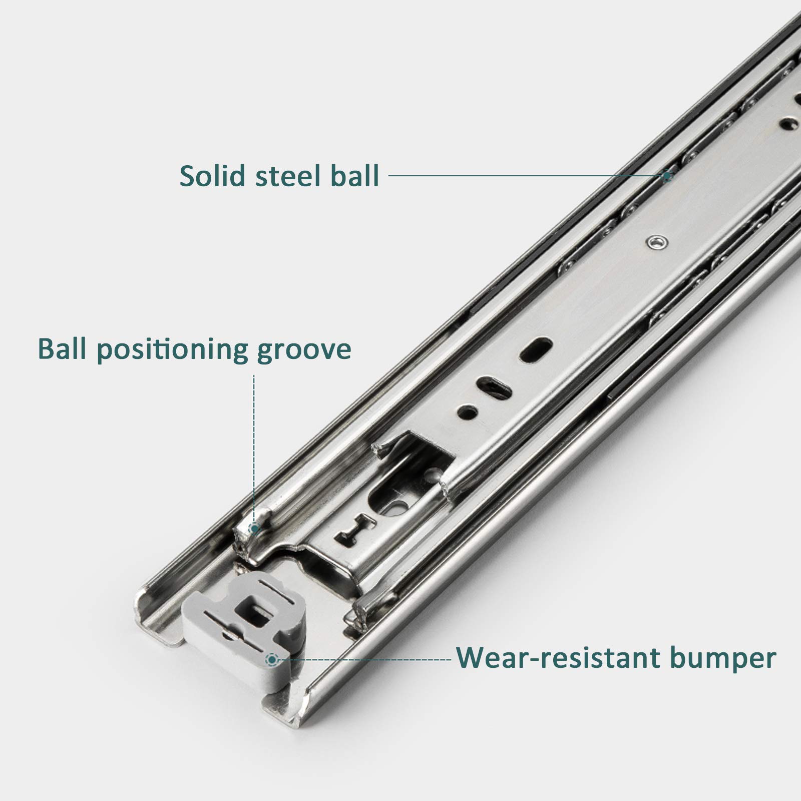 1 Paar 51mm Breite Industrielle Schwerlast Schubladenführungen,3 Falten Vollauszüge Schubladenläufer mit Arretierung,Tragkraft 68kg,für Küchenschrank,Ausrüstung,Fahrzeug (28in/700mm)