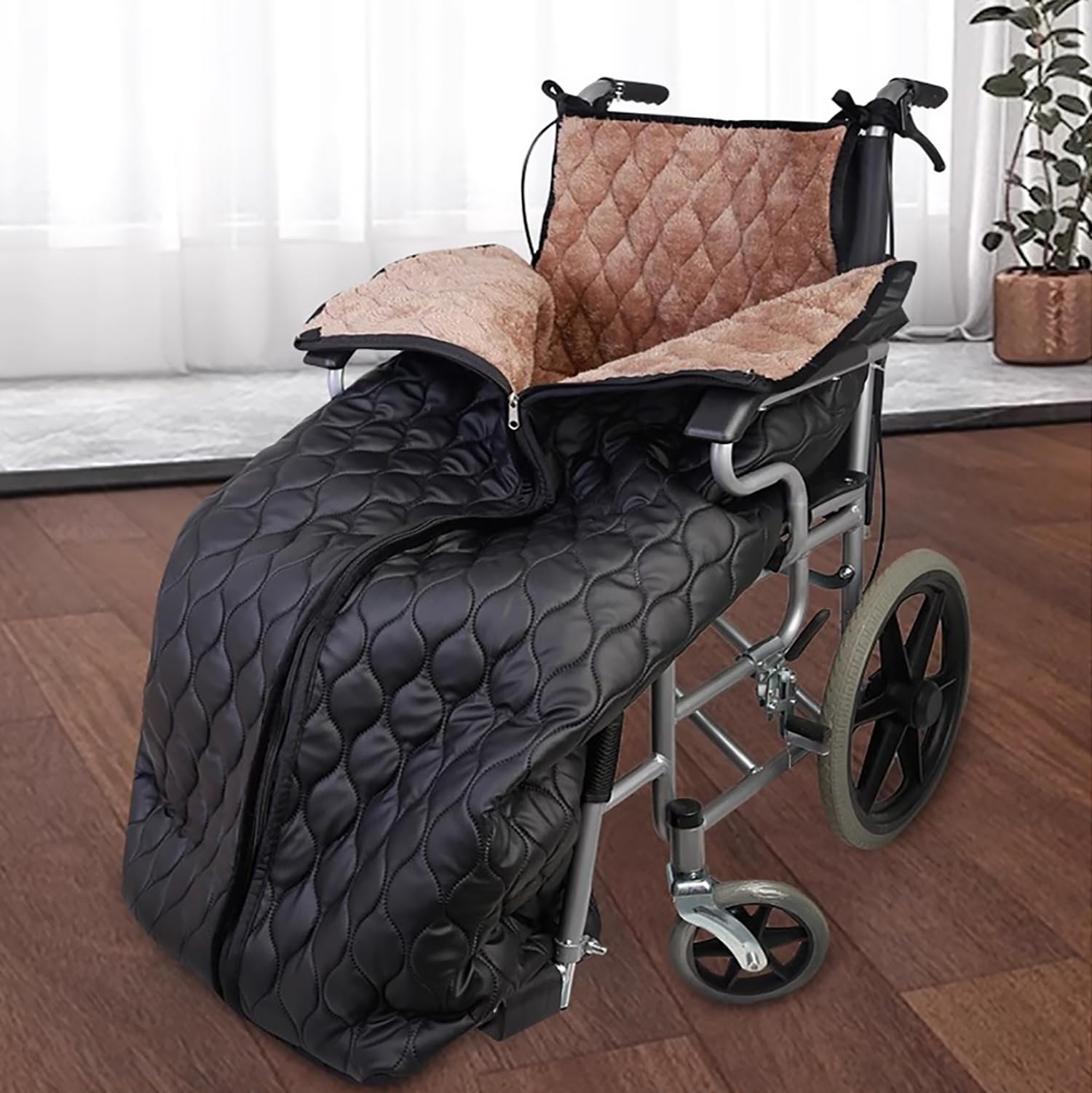 Chyoop Winter Thicken Wheelchair Warmer Blanket, Waterproof Windproof Fleece Lined Cozy Leg Cover With Zipper For Leg Lower Body Warm For Elderly Patients And Disabled