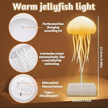 Jellyfish Lamp Jellyfish Light, Jelly Fish Night Light,RGB Gradient Jellyfish Lamp With Touch