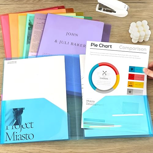 Miniatura 6 de EOOUT 24 carpetas con bolsillos, carpetas de plástico transparentes con 2 bolsillos para estudiantes de oficina y escuela, tamaño carta, tamaño A4,