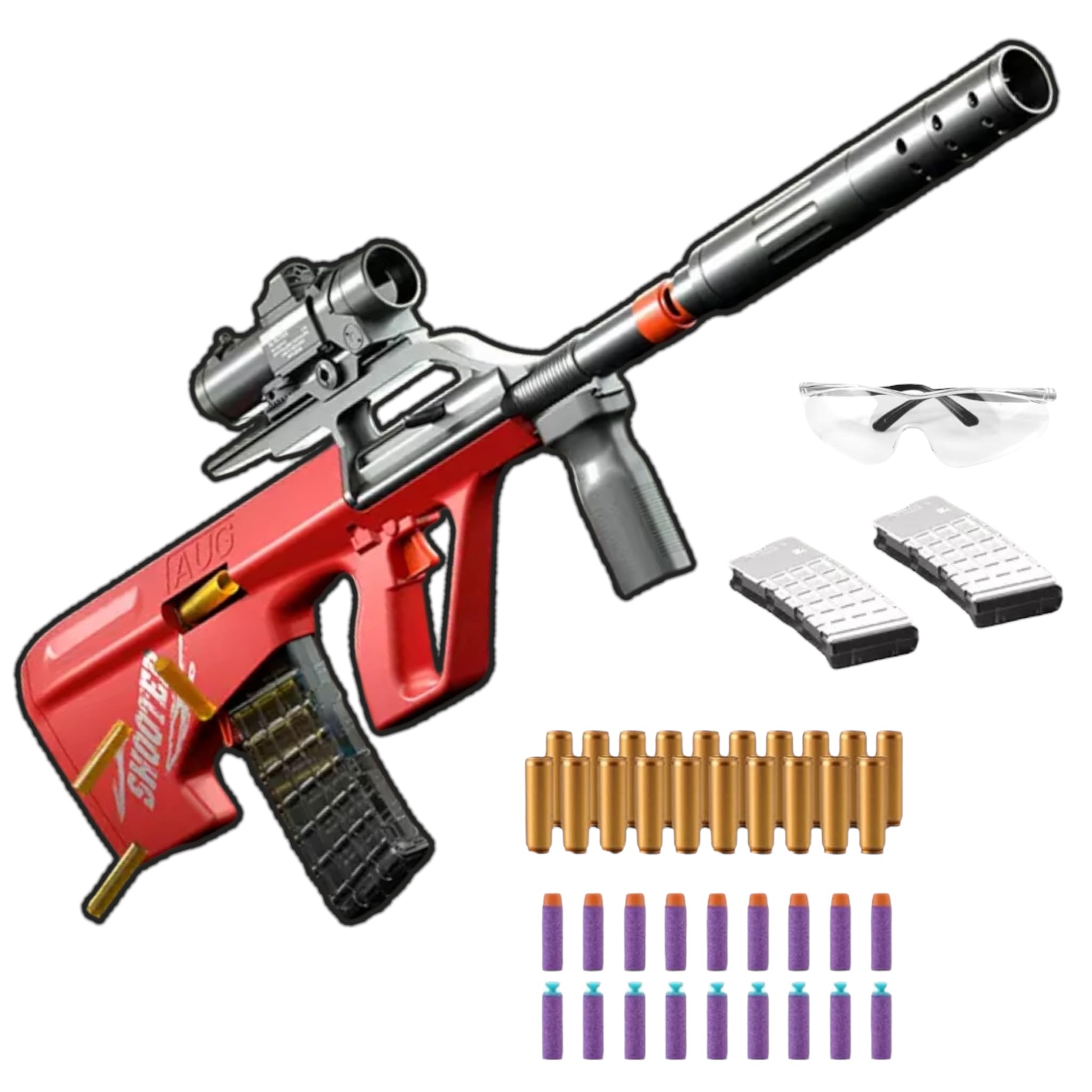 DART ARMOURY Automatic Foam Dart Toy Blaster, Shell Ejecting Scope Machine with Magazine Toy Foam Blasters, Electric Shooting Games Toys, Birthday Toys for Boys Girls Teenager