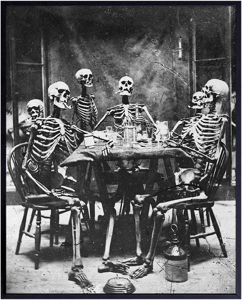 YELLOWBIRD ART & DESIGNSkeleton Decor - Skeleton Wall Art - Goth Gothic Home Decor - Wicca Print - Wiccan, Witchcraft Supplies - Paganism Pagan Gifts - Vintage Human Anatomy Photo - Funny Creepy Scary Picture