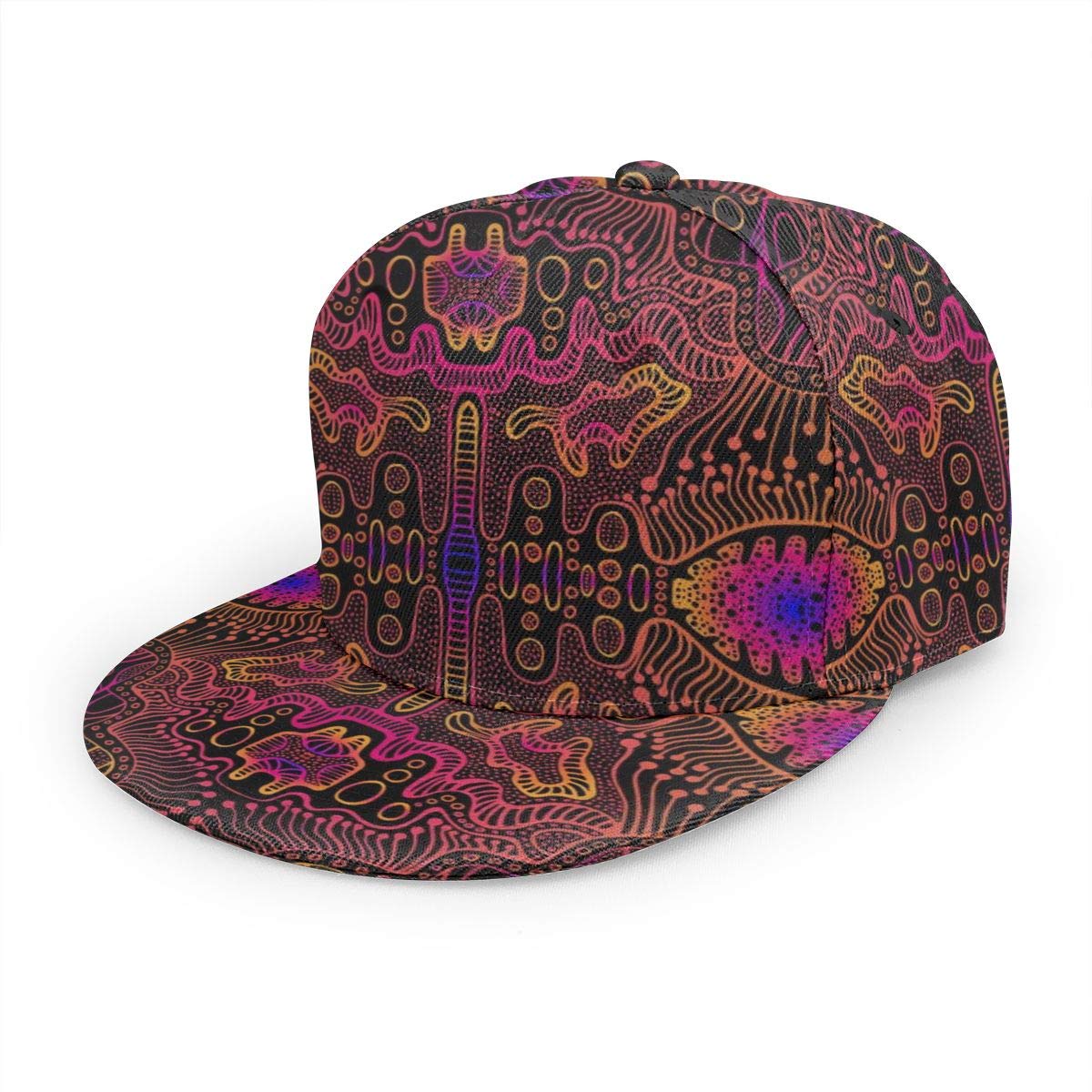 antkondnm Space Psychedelic Trippy Abstract Flat Bill Brim Cap, Cool Hip Hop Trucker Hat Men Women Adjustable Baseball Caps