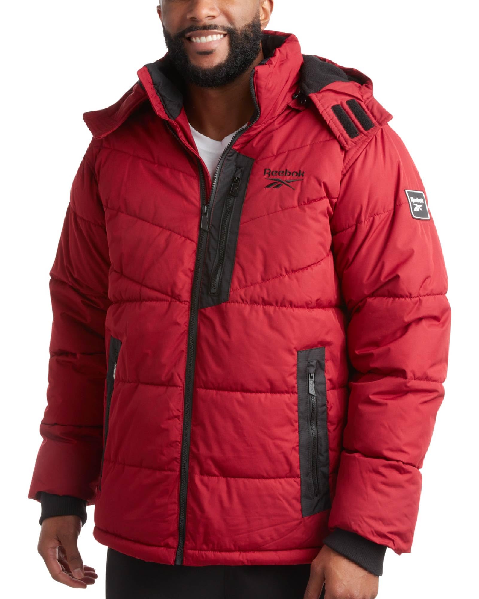 Reebok Men's Dark Red ’S Winter Coat - Heavyweight Bubble Puffer Parka - Outerwear Ski Jacket For (M-Xxl), Large