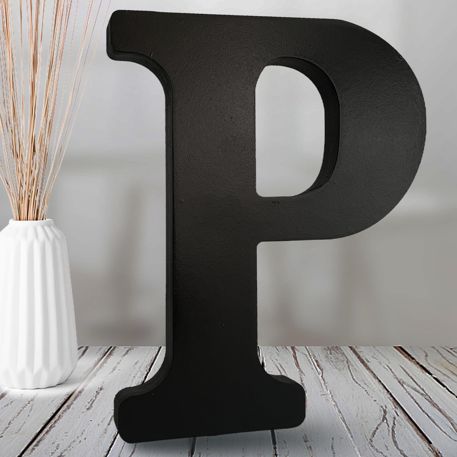 Lettres en bois noir déco murale et tranches en bois pour projets DIY