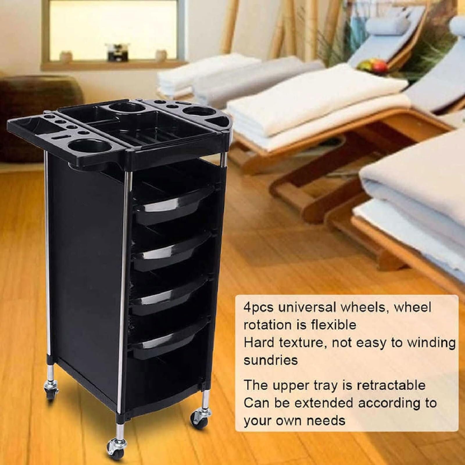 Carrito de 6 niveles para esteticista con ruedas giratorias, bandeja de tatuajes, peluquería, carrito de almacenamiento de belleza para clínica, spa