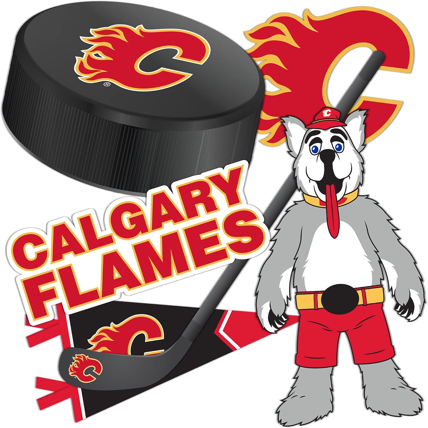Desert Cactus Calgary Flames Sticker NHL Team National Hockey League Vinyl Decal Laptop Water Bottle Car Scrapbook Sheet (Type 2)