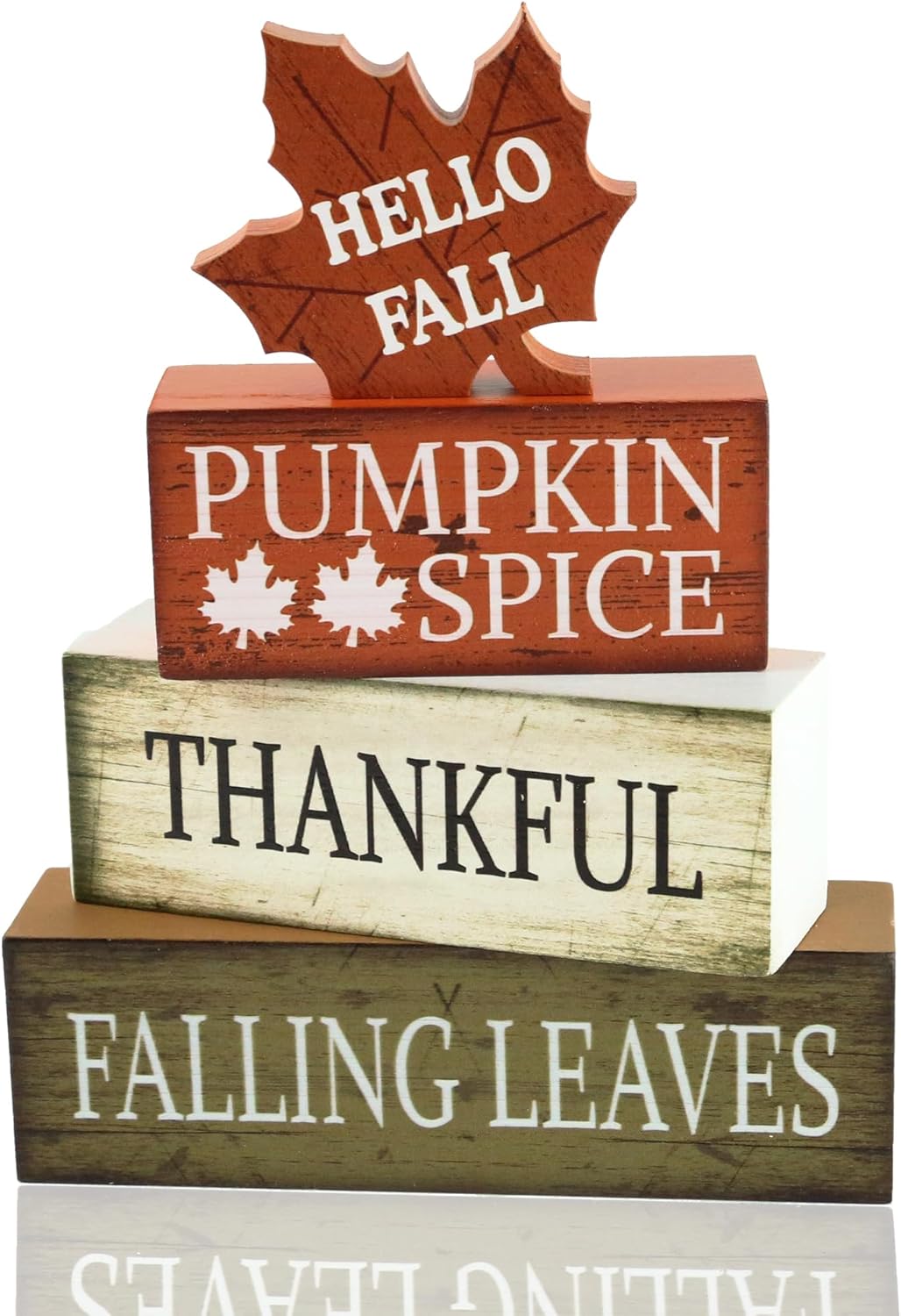 Fall Decorations for Home Fall Thanksgiving Decor 4PCS Wooden Tiered Tray Tabletop Decor Wooden Block Leaf Autumn Farmhouse Block Sign Gift Thanksgiving Centerpiece