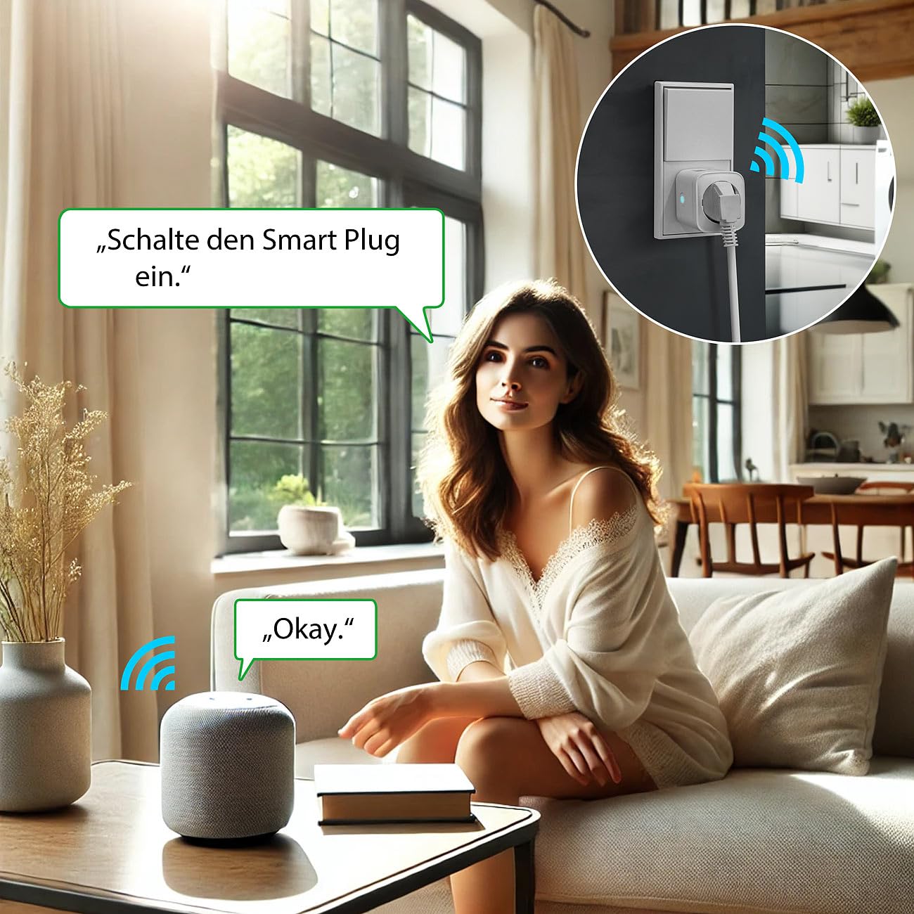 Luminea Home Control Smarte Steckdose: 4er-Set WLAN-Steckdose, Matter-zertifiziert, Energiekostenmesser, 16 A (Schaltsteckdose, Alexa, Switch)