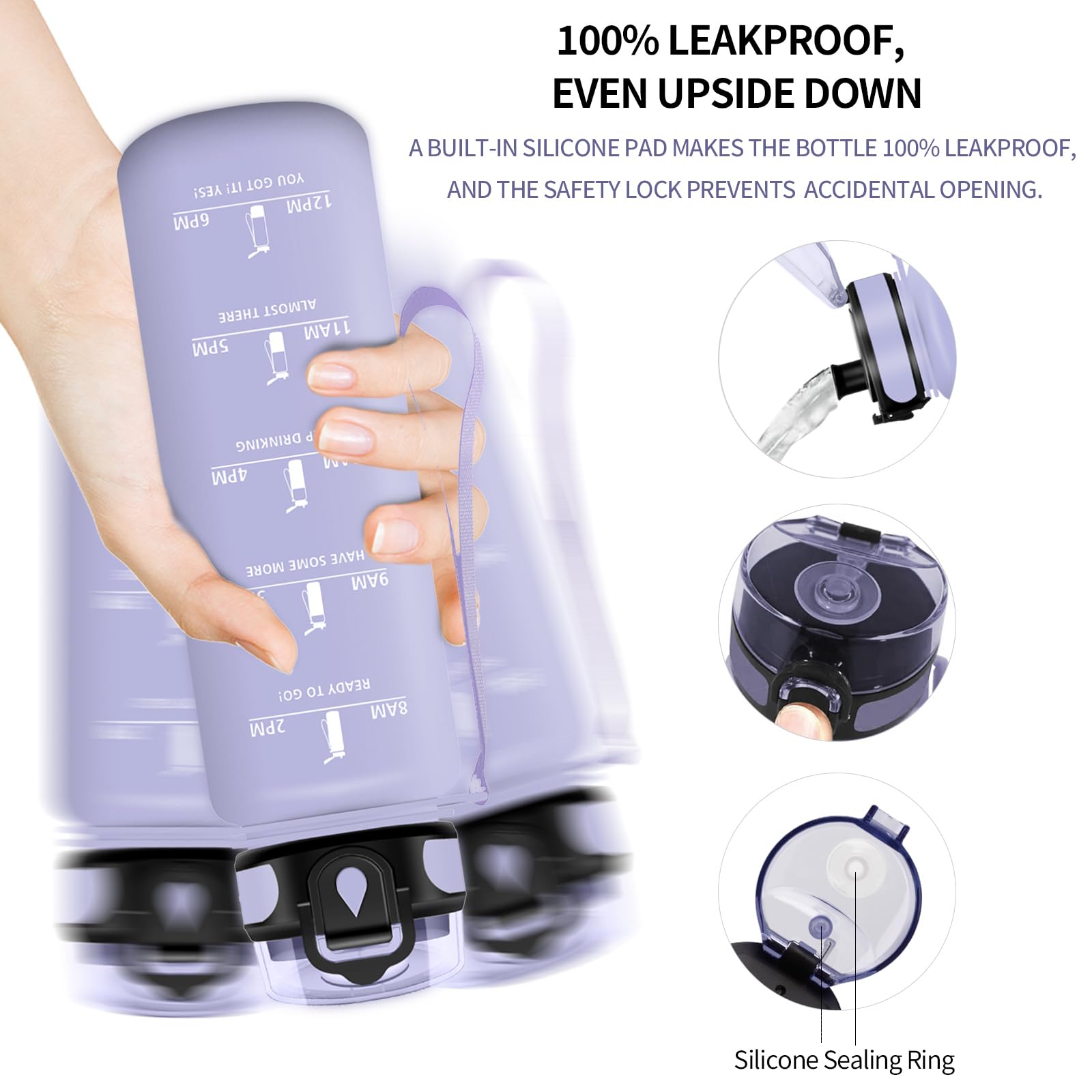 Vikaster Borraccia Sportiva, Borraccia 500ml/1000ml/1500ml, Senza BPA & Prova di Perdite, Bottiglia Acqua Bambini, Bici, Scuola, Palestra, Ufficio, Yoga