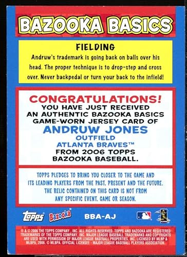 Miniatura 2 de Andruw Jones Jsy B Card 2006 Bazooka Basics Relics #AJ
