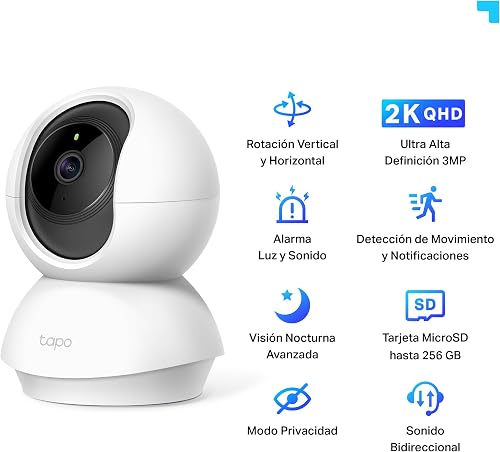 Tapo C210 2 Pack Indoor WiFi Surveillance Camera 2K (3MP) for Baby/Pets - 2-Way Audio, Compatible with Alexa and Google Assistant - 2