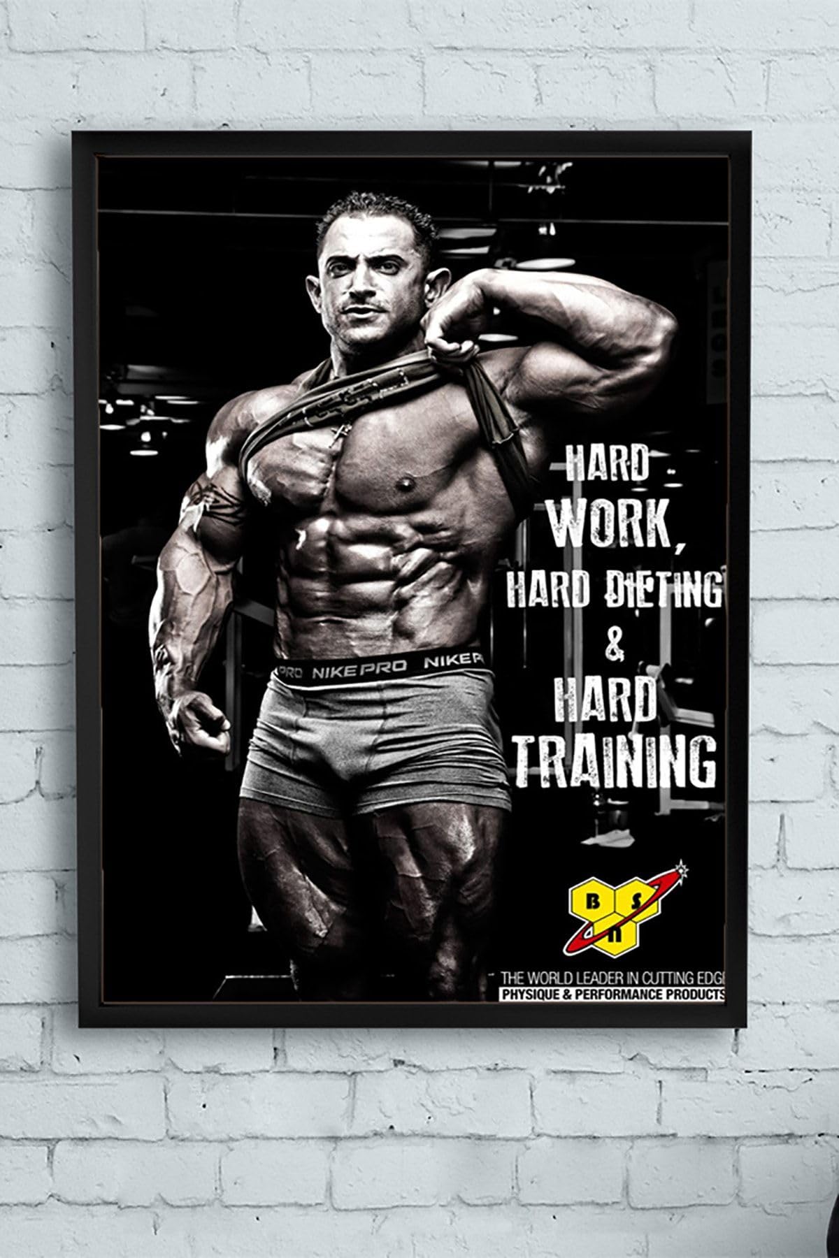 Postermanya (pster11163) Hard Work Vücut Geliştirme Body Building Fitness Çerçeveli Tablo (40x50cm)