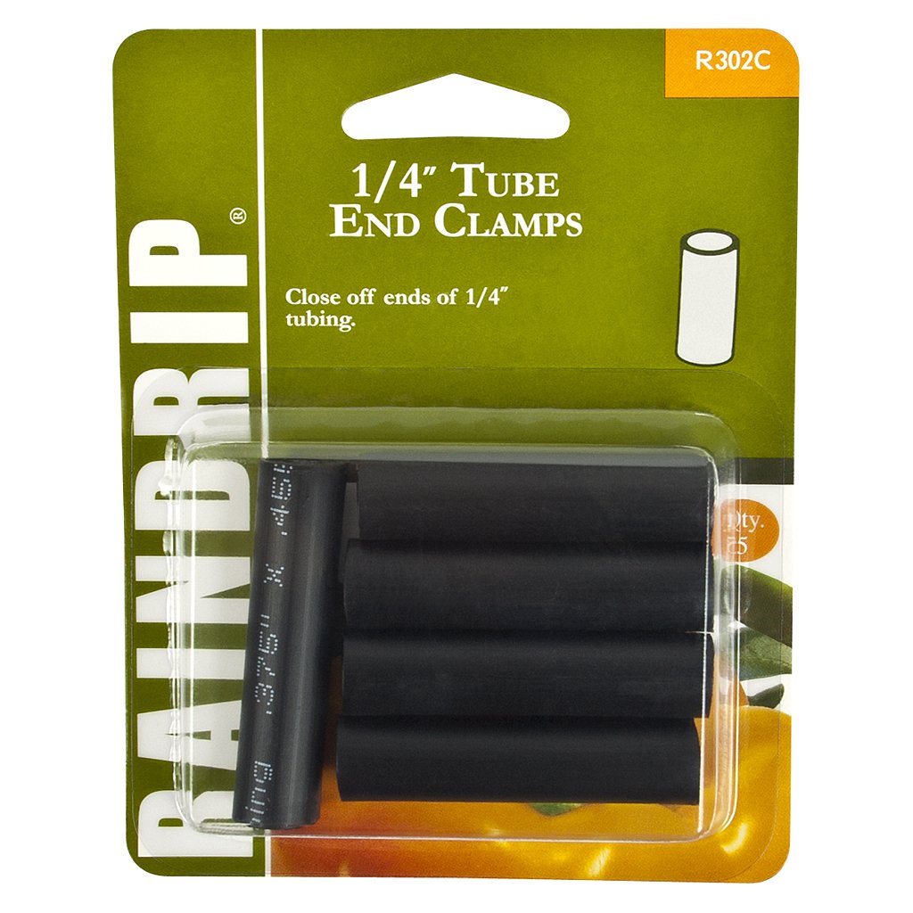 Rain+Drip+R302CT+1%2f4+Black+Tube+End+Clamps+5+Per+Card