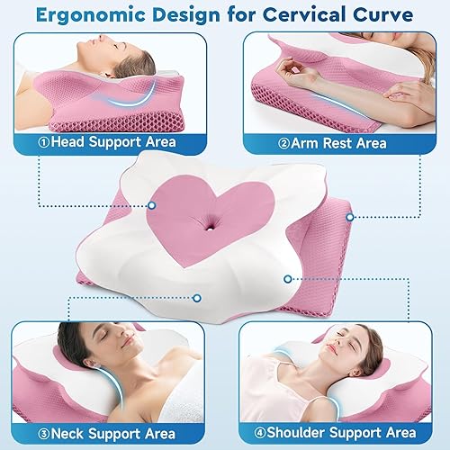 Miniatura 4 de Almohada cervical para el cuello, almohadas de espuma viscoelástica para dormir, almohada de hombro para personas que duermen de lado, duermen de