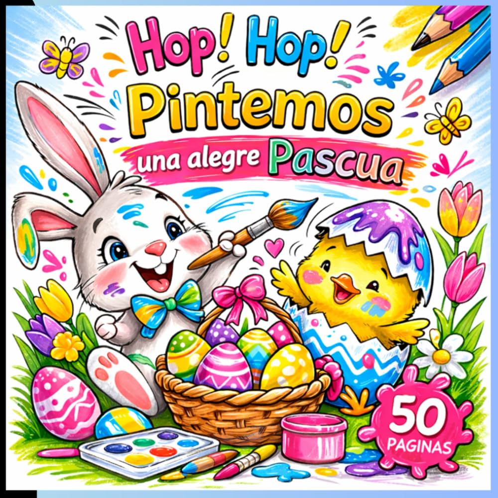 Salta Salta Vamos a colorear la Pascua con colores, 50 páginas: Imágenes educativas simples y divertidas con una emocionante aventura para niños pequ