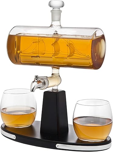 Miniatura 2 de Godinger Whiskey Decanter Dispenser with 2 Whisky Tumbler Glasses - for Liquor, Scotch, Bourbon, Vodka