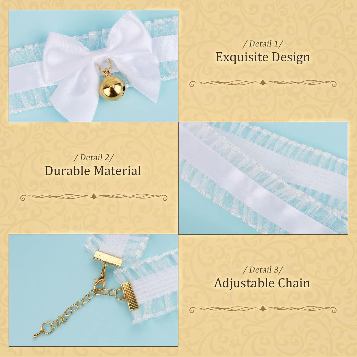 XEPST Cat Cosplay Costume Set Cat Ears and Animal Tail Kit, Faux Fur Furry Fox Wolf Tail Kit with Ears and Bells Collar for Anime Fancy Dress Party Halloween Christmas Dress Up Carnival Role Play - Image 5