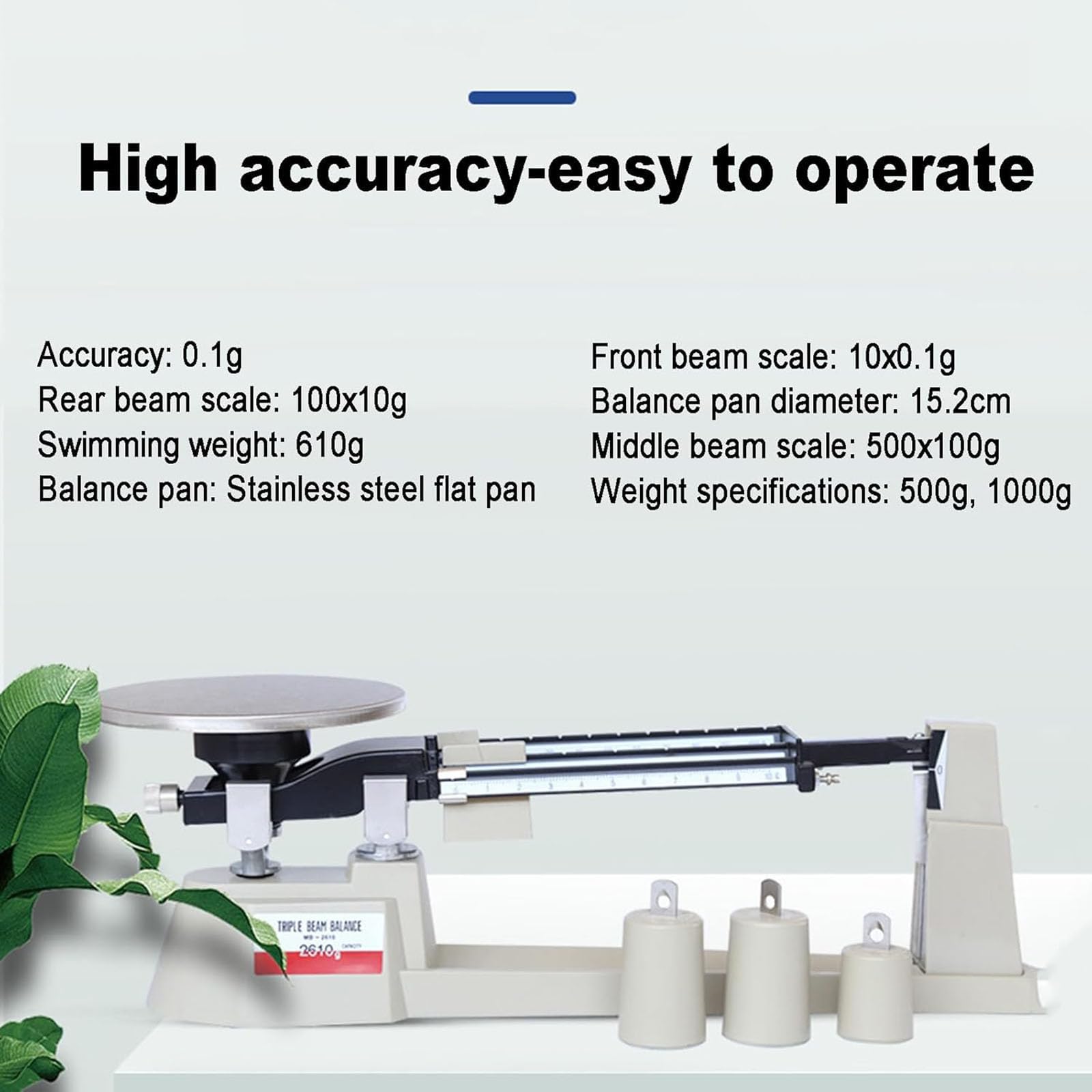 Báscula Mecánica De Triple Haz, Báscula De Triple Haz, Juego De Pesas Analíticas De Laboratorio De 0,1 G-2610 G Con 3 Pesas, Precisión De 0,1 G, Sin Necesidad De Batería, Para Investigación Científica