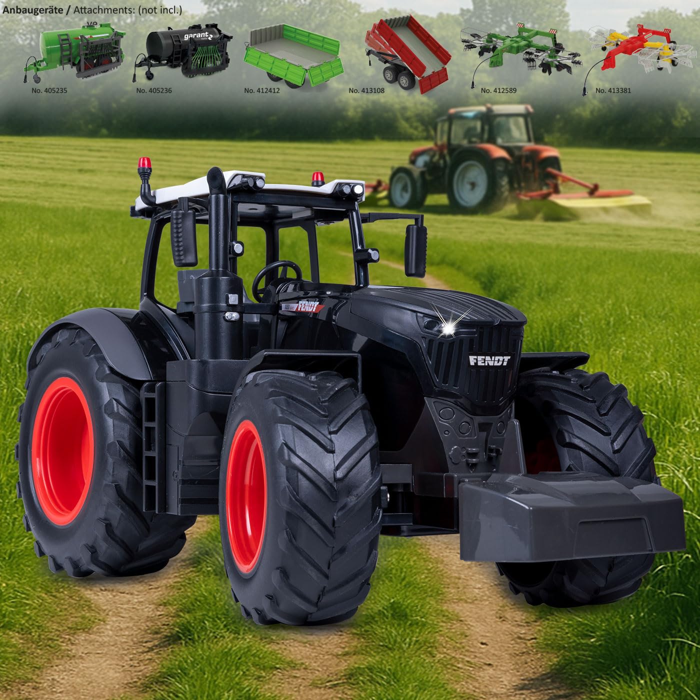 JAMARA 405365 Fendt 1050 Vario 1:16 2,4 GHz Black Special Edition, trattore Fendt Vario, giocattolo Trecker telecomandato RC per bambini, modello di veicolo agricoltura, sistema di plug RC