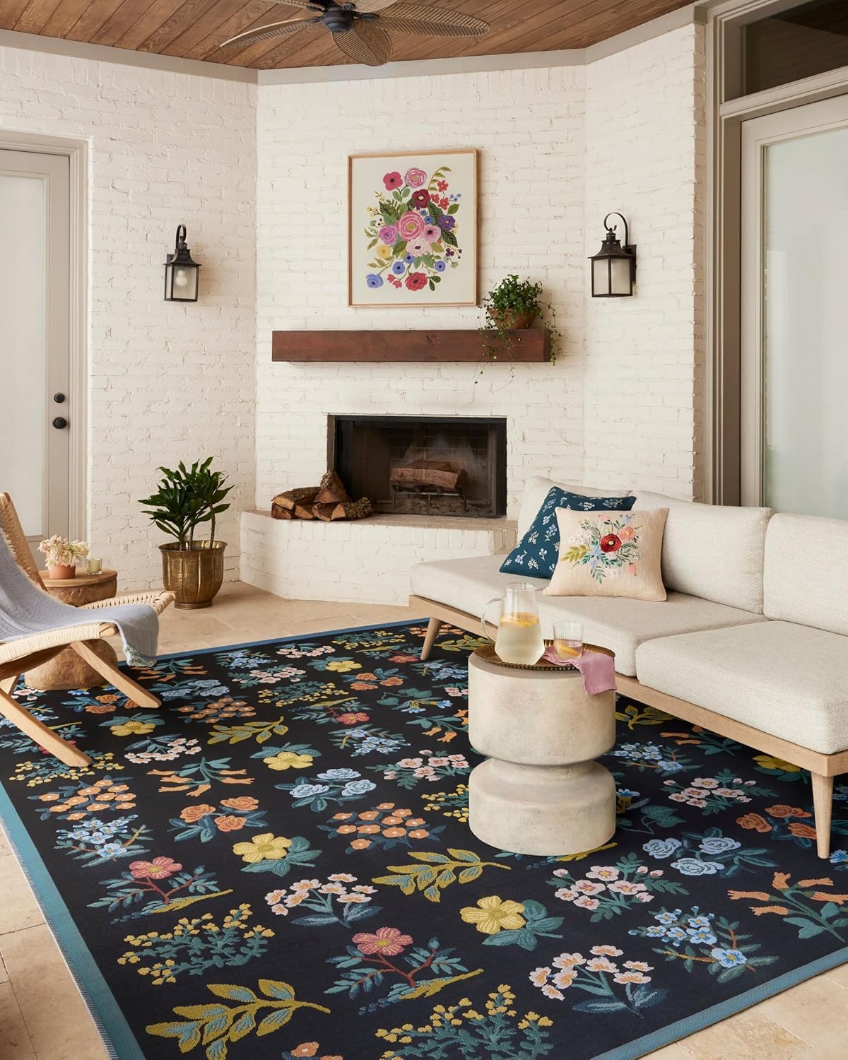 Tapis de salon vintage fleuri pour une ambiance bohème chic