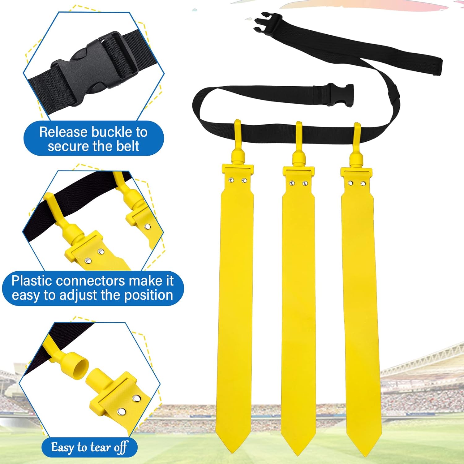 Junkin 6/8/10 Players Flag Football Sets Adjustable Football Belts and Flags for Youths Teens Kids Adults Players Sports Team - Image 3