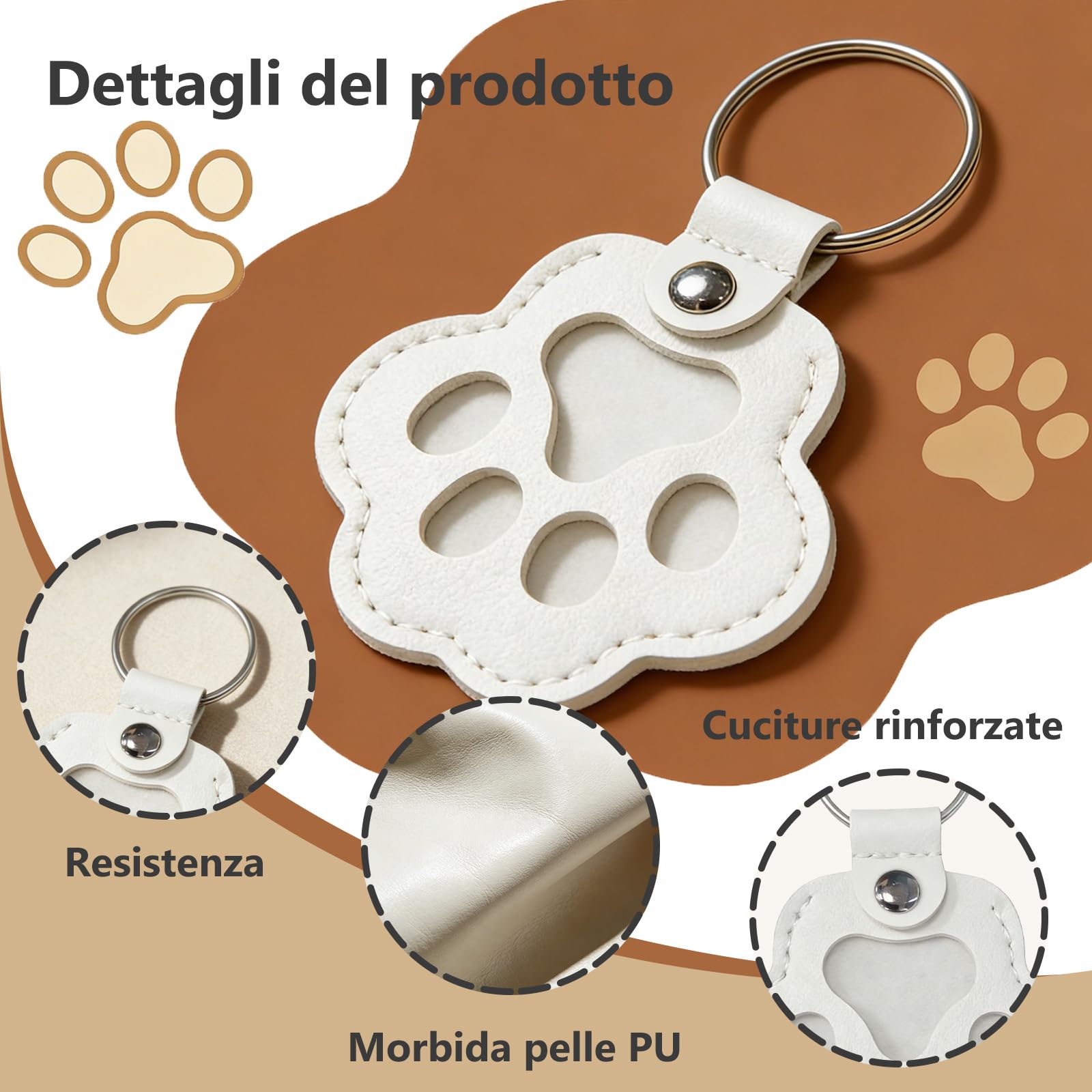Regalo Commemorativo Personalizzato per Cani o Gatti, Portachiavi con Foto e Nome, Custode per Pelo, Accessorio in Pelle Inciso per la Perdita dell'Animale, Idea Regalo per Amanti